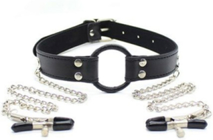 TOYZ4LOVERS Ring Gag And Nipples Clamps