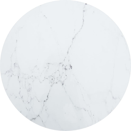 vidaXL Bordsskiva vit Ø60x0,8 cm härdat glas med marmortextur