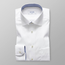 Eton Classic fit Vit skjorta med mosaikmönstrade detaljer