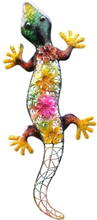 Grote metalen salamander gekleurd 55 x 25 cm tuin decoratie