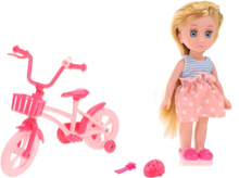 Johntoy pop Lily Dolls mijn eerste fiets 15cm 4-delig blond rok