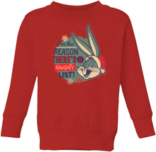 Looney Tunes I'm The Reason There Is A Naughty List Kids' Christmas Jumper - Red - 3-4 Years