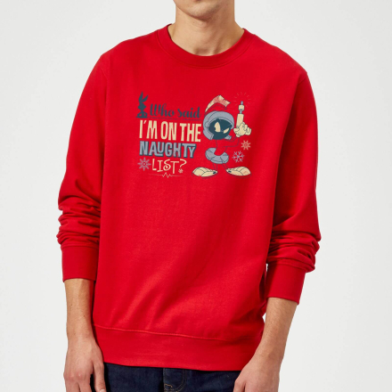 Looney Tunes Martian Who Said Im On The Naughty List Christmas Jumper - Red - M