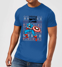 Marvel Avengers Captain America Men's Christmas T-Shirt - Royal Blue - S
