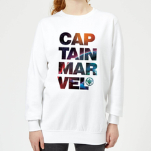 Captain Marvel Space Text Women's Sweatshirt - White - L