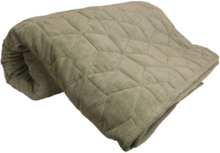 "Quilted Velvet Quilt Home Textiles Cushions & Blankets Blankets & Throws Khaki Green DAY Home"