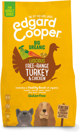 Edgard&Cooper Bio Organic Turkey Adult Kalkoen&Kip&Wortel - Hondenvoer - 2.5 kg Biologisch