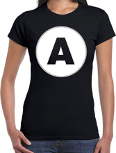 T-shirt met de letter A dames zwart voor het maken van een naam / woord of team