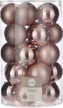 25x Kunststof kerstballen lichtroze 8 cm