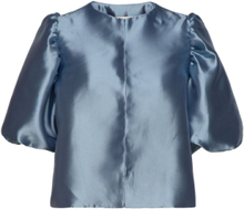 Cleo Pouf Sleeve Blouse Blouses Short-sleeved Blå By Malina*Betinget Tilbud