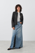 Gina Tricot - Denim slit skirt - jeanskjolar - Blue - 40 - Female