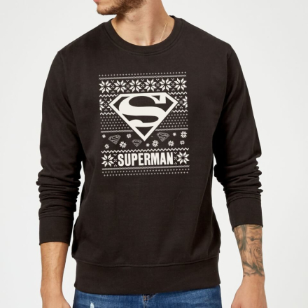 DC Comics Superman Christmas Knit Logo Weihnachtspullover – Schwarz - XL