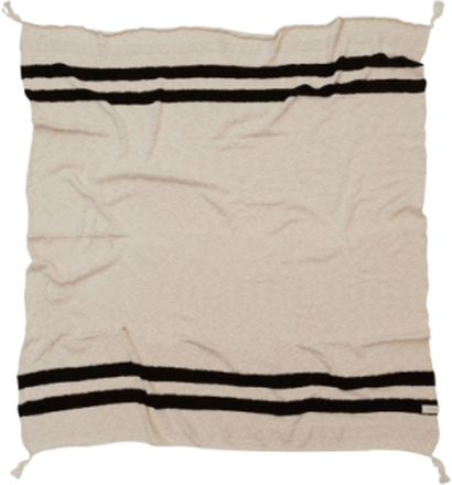 Knitted Blanket Stripes Natural-Black Home Sleep Time Blankets & Quilts Beige Lorena Canals*Betinget Tilbud