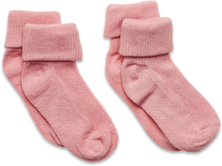 Baby Rib Sock W. Fold Socks & Tights Baby Socks Rosa Minymo*Betinget Tilbud