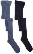 Stocking - Solid Rib 2-Pack Socks & Tights Tights Blå Minymo*Betinget Tilbud