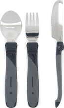 Twistshake Learn Cutlery Stainless Steel 12+M White Home Meal Time Cutlery Svart Twistshake*Betinget Tilbud