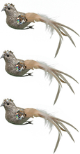 6x stuks decoratie vogels op clip glitter goud 18 cm
