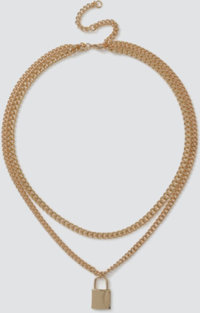 Gold Padlock Layered Necklace
