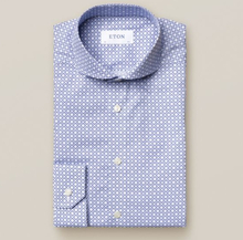 Eton Super Slim fit Blå poplinskjorta med blocktryck