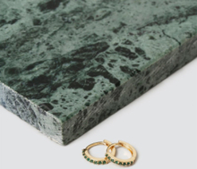Real Gold Plated Emerald Rhinestone Hoops