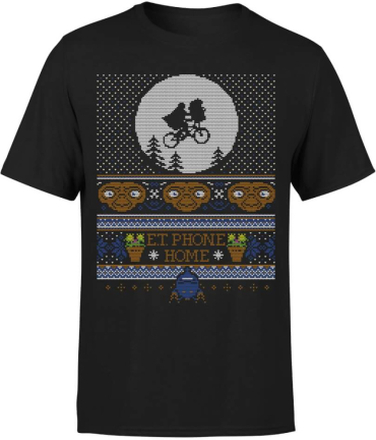 E.T Phone Home Fairisle Men's Christmas T-Shirt - Black - XL