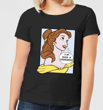 Disney Beauty And The Beast Princess Pop Art Belle Women's T-Shirt - Black - L