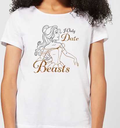Disney Beauty And The Beast Princess Belle I Only Date Beasts Women's T-Shirt - White - XL