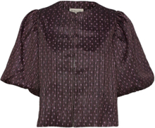 Cleo Pouf Sleeve Blouse Blouses Short-sleeved Brun By Malina*Betinget Tilbud