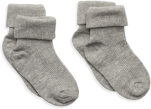 Baby Rib Sock W. Fold Socks & Tights Baby Socks Grå Minymo*Betinget Tilbud
