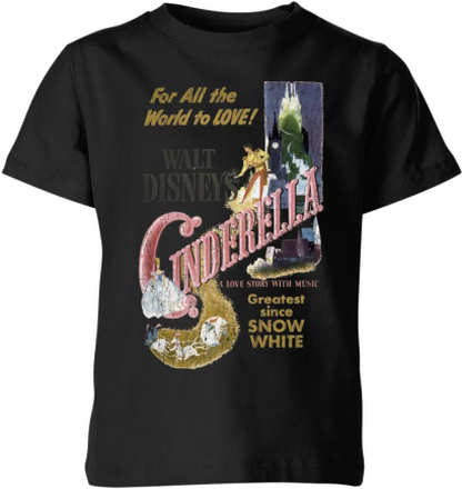 Disney Disney Princess Cinderella Retro Poster Kids' T-Shirt - Black - 9-10 Years - Black