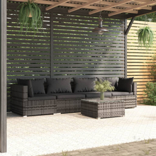 vidaXL Loungegrupp för trädgården med dynor 5 delar konstrotting grå