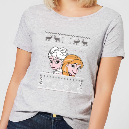 Disney Frozen Elsa and Anna Women's Christmas T-Shirt - Grey - XL