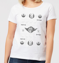 Star Wars Yoda Sabre Knit Women's Christmas T-Shirt - White - M