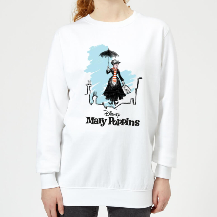 Mary Poppins Rooftop Landing Women's Christmas Jumper - White - S