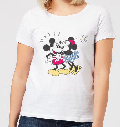 Disney Mickey Mouse Minnie Kiss Women's T-Shirt - White - L - White