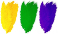 6x stuks grote veer/struisvogelveren 2x groen 2x geel en 2x paars van 50 cm