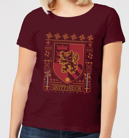 Harry Potter Gryffindor Crest Women's Christmas T-Shirt - Burgundy - XL