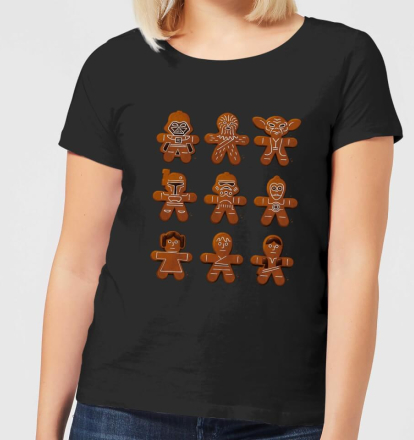 Star Wars Gingerbread Characters Women's Christmas T-Shirt - Black - M