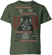 Star Wars Darth Vader Face Knit Kids' Christmas T-Shirt - Forest Green - 3-4 Years - Forest Green