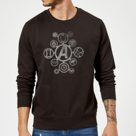 Avengers Distressed Metal Icon Sweatshirt - Black - XL