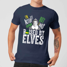 Elf Raised By Elves Men's Christmas T-Shirt - Navy - S