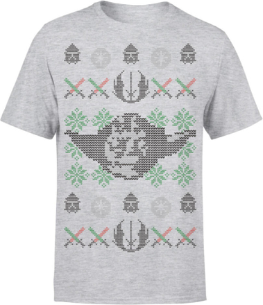 Star Wars Weihnachten Yoda Face Sabre T-Shirt - Grau - M