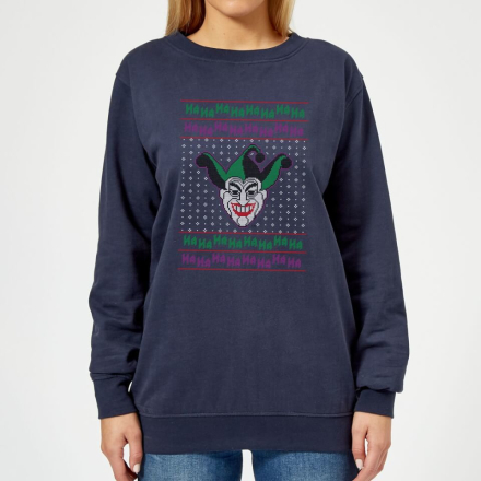 DC Comics Joker Knit Damen Weihnachtspullover – Navy - L