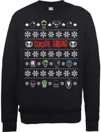 DC Comics Suicide Squad Character Faces Weihnachtspullover – Schwarz - XL