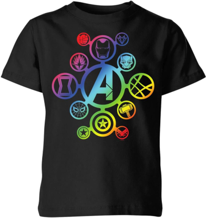 Avengers Rainbow Icon Kids' T-Shirt - Black - 11-12 Years