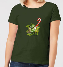 Star Wars Candy Cane Yoda Women's Christmas T-Shirt - Forest Green - S