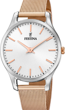 Festina F20506/1 Horloge Boyfriend staal zilver- en rosekleurig 34 mm