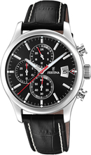 Festina F20375/3 Horloge Timeless Chronograph staal-leder zilverkleurig-zwart 43 mm