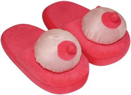 Pink-coloured BOOBS slippers