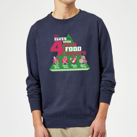 Elf Food Groups Christmas Jumper - Navy - L